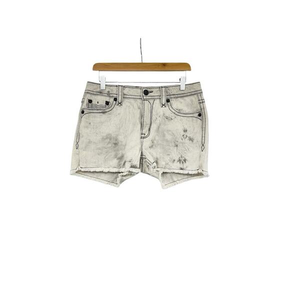 Rock Revival Cleora Mid Rise Shorts Thick Stitch Cut Off Style Gray Womens 30 - Picture 2 of 9